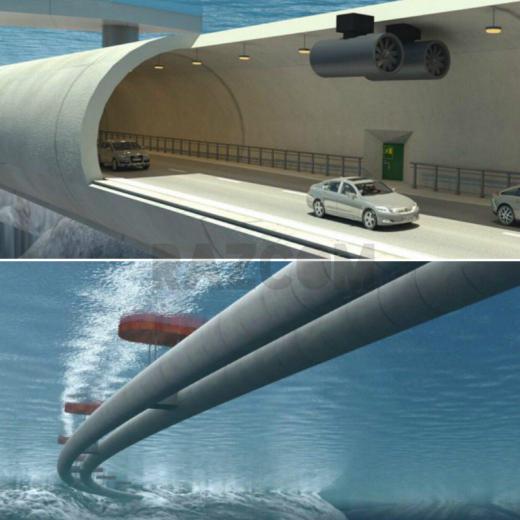نخستین جاده شناور زیرآب در نروژ تا سال ۲۰۳۵ با احداث یک تونل بتنی با طول بیش از هزار کیلومتر و در عمق ۳۰ متری آب ساخته خواهد شد!
